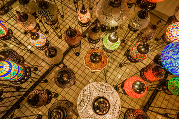 Fototapeta na wymiar Colorful Turkish Mosaic Glass Lanterns