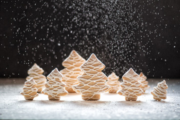 Christmas time. Christmas cookies Christmas trees.Homemade cake