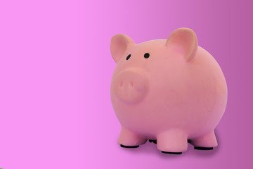 Piggy bank with pink background