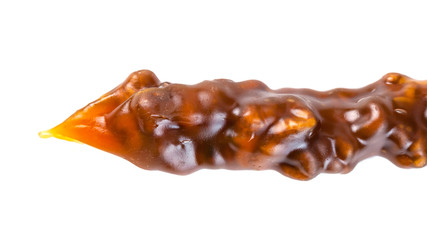 Tasty oriental sweets, churchkhela on  white background. Georgian national dessert