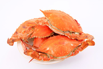 cooked crab on a white background