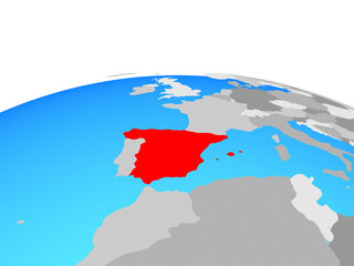 Spain on political globe.