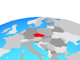 Czech republic on political globe.