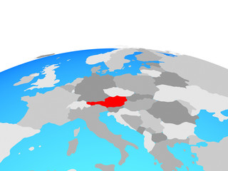 Austria on political globe.