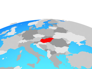 Hungary on political globe.