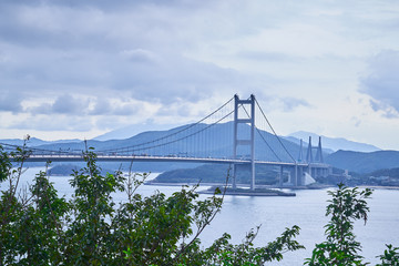 landmark of tsing ma bridge in hong kong