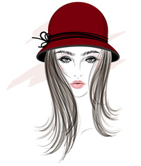 Beautiful women, logo women face makeup on white background, vector