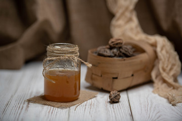wonderful honey in a glass jar