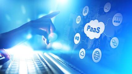 PaaS - Platform as a service, Internet technology and development concept.