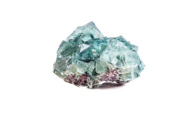Macro mineral stone Fluorite on a white background