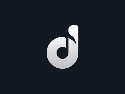 D letter music logo design