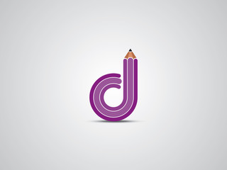 D letter and pencil logo design