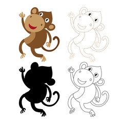 Obraz na płótnie Canvas monkey worksheet vector design for kid