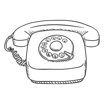Vector Sketch Rotary Retro Phone