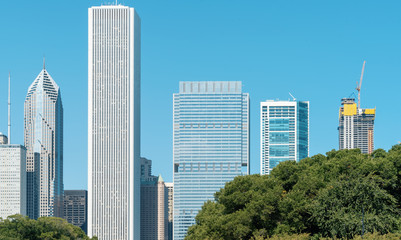 Fototapeta premium Chicago skyline skyscrapers and cityscape during late afternoon