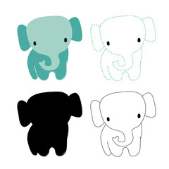elephant worksheet vector design for kid