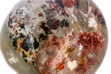 Macro mineral stone Quartz aquarium on a white background