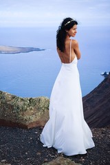 amazing beauty bride on the rock, Back view