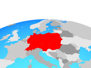 Central Europe on political globe.