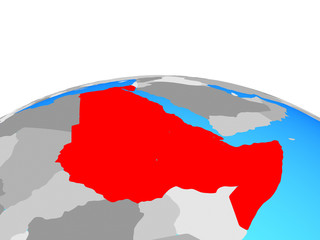 Northeast Africa on political globe.