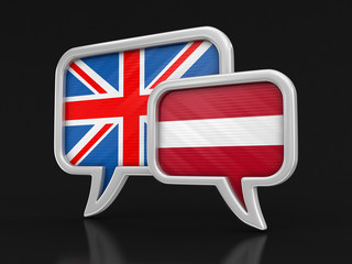 Speech bubbles with flags. Image with clipping path