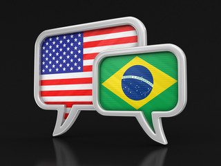 Speech bubbles with flags. Image with clipping path