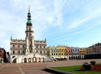 Zamość, poland, Town Hall, UNESCO,  Market Square,  Renaissance town,  ideal town, parapet,  Mannerist proportions,  architecture, building, city, landmark, town, old, tower,  facade, square