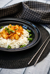 Spicy Tofu in a Sauce on Basmati Rice 