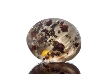 Macro mineral stone Quartz aquarium on a white background