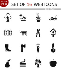 Garden. Set of 16 high quality web icons