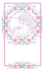 Unicorn and fantastic vintage flowers.