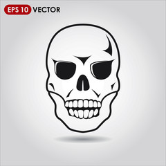white skull vector icon on light background