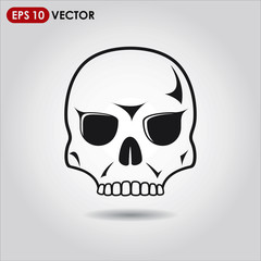 white skull vector icon on light background