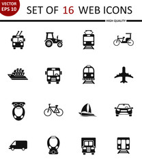 Transport. Set of 16 high quality web icons