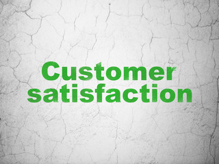 Marketing concept: Green Customer Satisfaction on textured concrete wall background