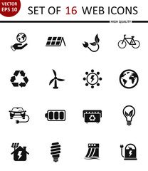 Alternative energy. Set of 16 high quality web icons