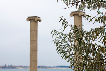 antique columns by the sea