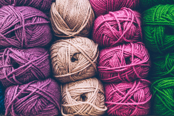 Colorful Wool Balls on Shelf Compartment, Texture and Background