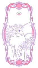 Unicorn and fantastic vintage flowers.