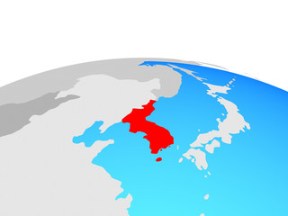 Korea on political globe.