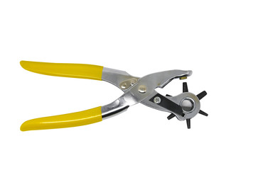 Belt punch tool isolated on white background. 