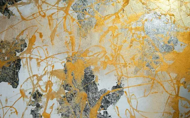 Papier Peint photo Lavable Pour elle peinture sur cloison sèche, peinture jaune, patine argentée, composition, texture