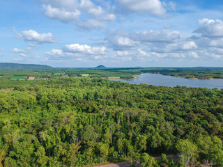 Fototapeta premium Aerial view of mountain valley in the Kalasin,Thailand.