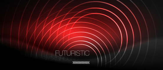 Dark abstract background with glowing neon circles