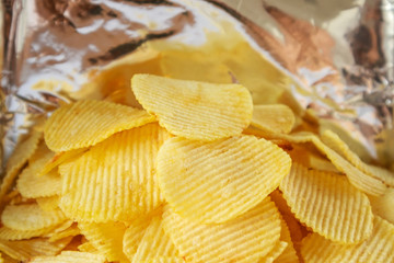 potato chips snack in foil bag