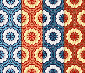 Behang Marokkaanse tegels Set van naadloze textuur van bloemen ornament. Vector illustratie. Voor interieurdesign, bedrukking, web en textiel