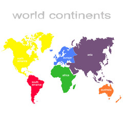 Set of monochrome icons with world continents for your design
