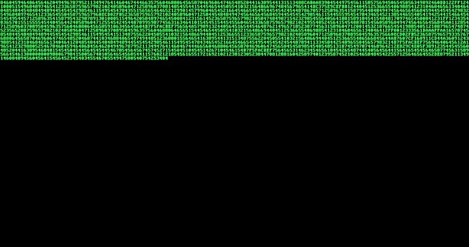 multi numeric number green binary digital code show on black background, computer generated seamless loop abstract lines motion background, new technology concept
