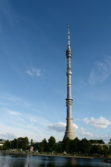 Ostankino TV Tower and Palace Pond in Moscow