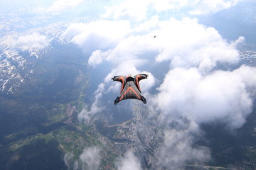 Wingsuti skydiving over Norway